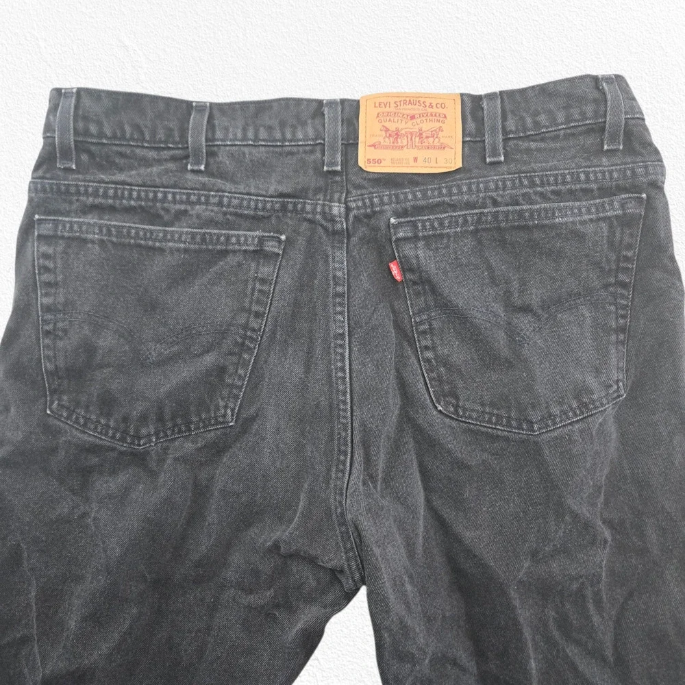 Vintage 90s Levi's 550 Black Relaxed Tapered Straight Jeans Size 36 Made in USA